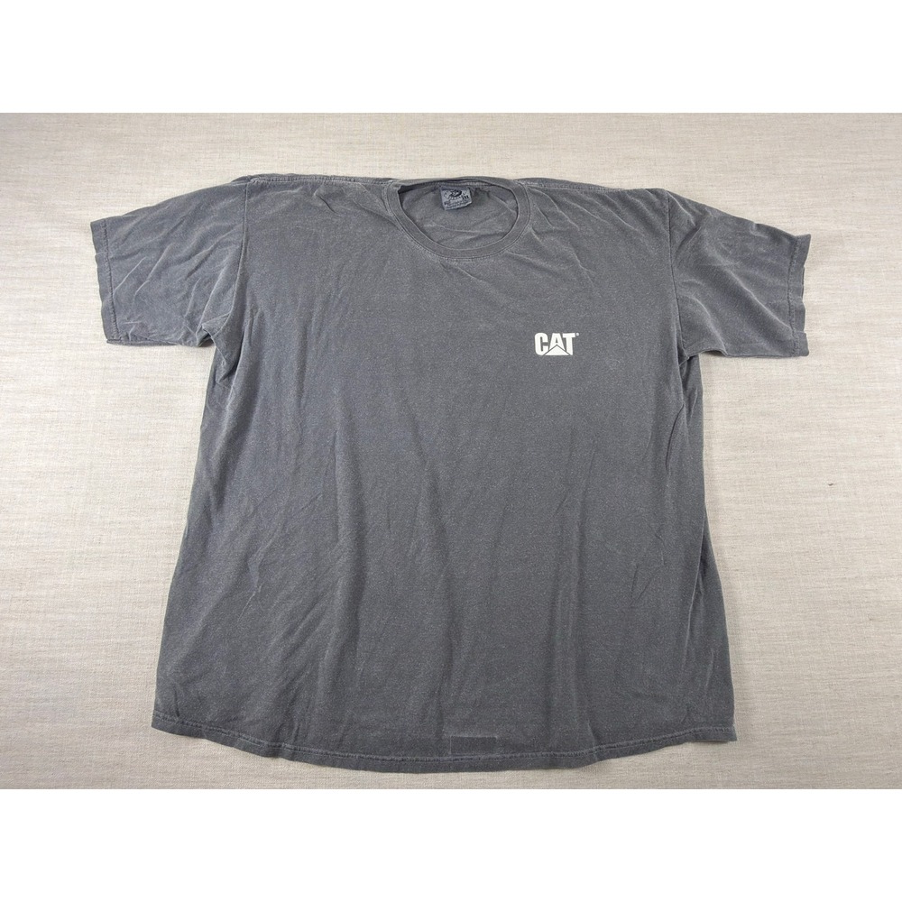 Vintage CAT Caterpillar T Shirt Mens 2XL Gray Anvil Authentic Pigment Cotton